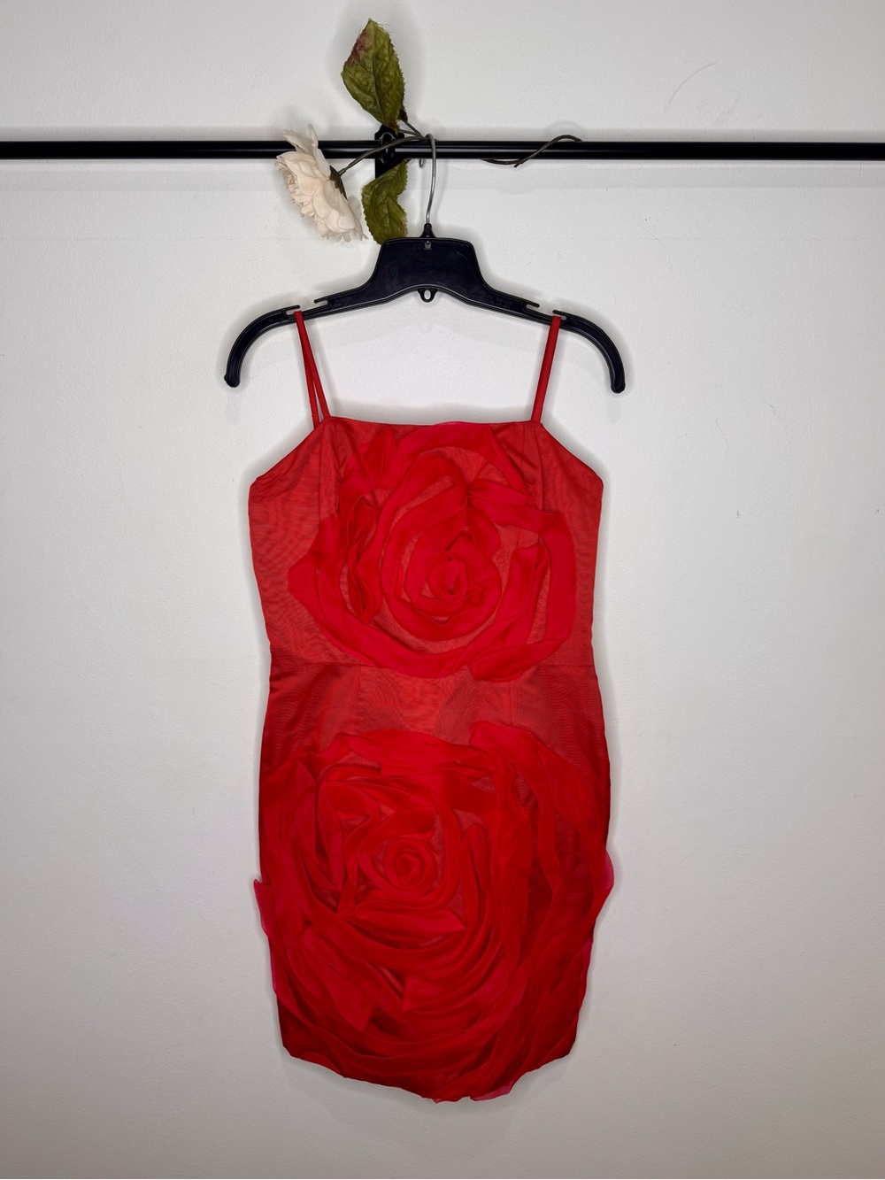 St. John Scarlet Rosette Cocktail Dress